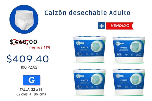  Calzón  Desechable  Adulto Grande 40 Piezas