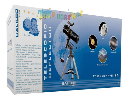 Imagen 8 de 10 de Telescopio Galileo Ecuatorial 1000x114 Reflector Aument 750x