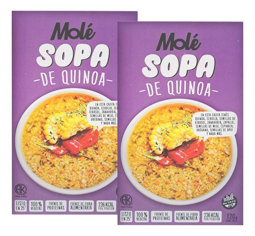 Sopa De Quinoa Mole Vegetal Fuente Fibra Sin Tacc 120g X2