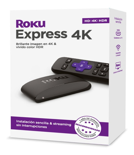 Roku Express 4k 3940 Estándar 4k Negro Reacondicionado (Reacondicionado)