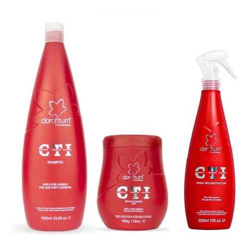 Clorofitum Cti Shampoo 1 L E Máscara E Spray Reconstrutor