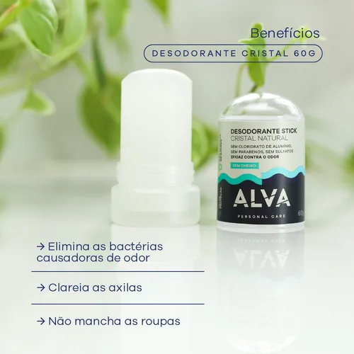 Desodorante Alva Stick 60g Vegano Natural E Hipoalergênico