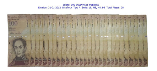 Billetes Antiguos De Venezuela 100 Bs F.  31-01-2012