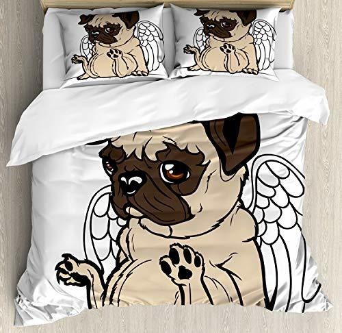 Anbesonne Pug Duvet Cover Sets, Pet Puppy Angel A 9hrcx