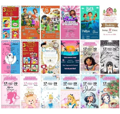 Pack Canva Convites Infantil Aniversario Editável 415 Artes 