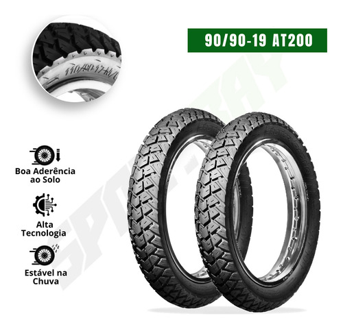 Pneu Dianteiro At200 90/90-19 Inovação E Eficiência Cor Preto
