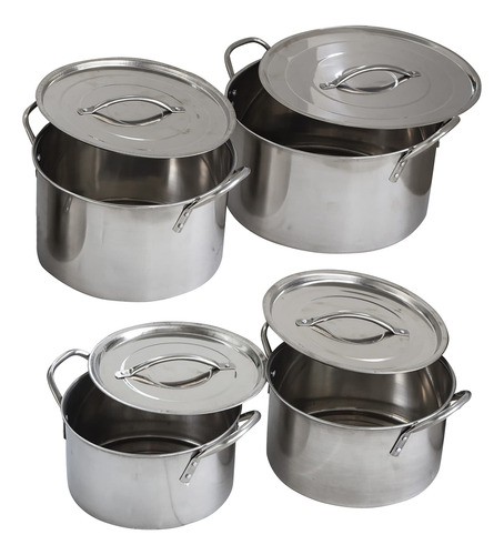 4 Pcs Juego De Ollas Acero Inox Olla De Sopa Con Tapa