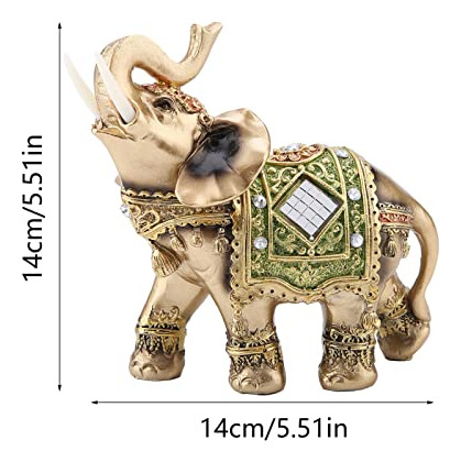 Lucky Feng Shui Green Elephant Statue Sculpture Wealth Figur