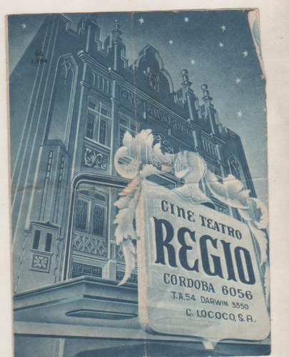 Antiguo Programa Cine Teatro * Regio  * Año 1949