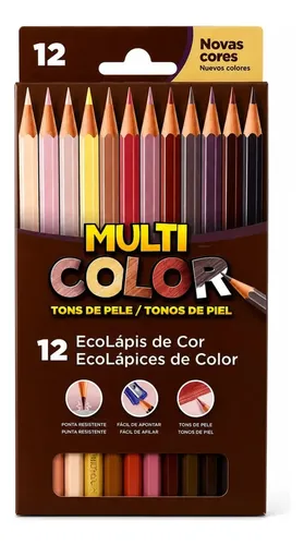 Lápis De Cor 12 Cores Tons De Pele Multicolor