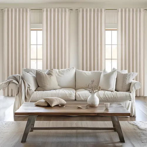 Cortinas Naturales De Lino 213 Cm Juego De 2 Paneles Bohemia