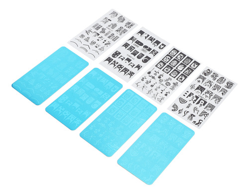Placa Para Estampado De Uñas, 4 Unidades, Plantilla Francesa