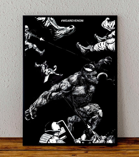 Cuadro 33x48 Poster Enmarcado Venom Comics Pelicula Marvel