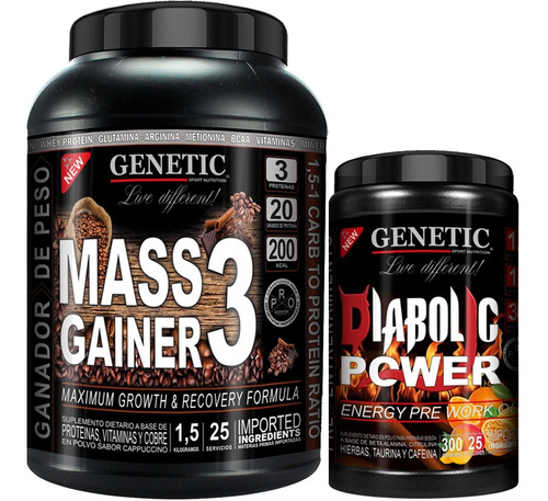 Masa Muscular Gainer 1.5kg Energía Prework Diabolic Genetic