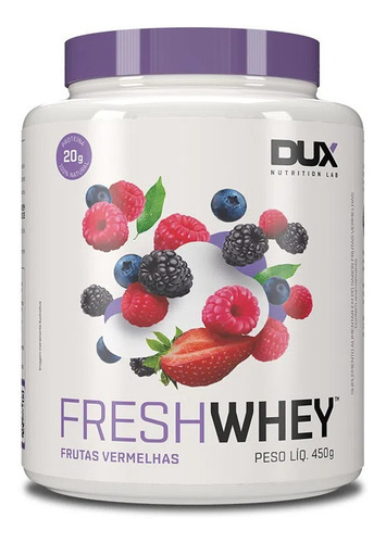 Fresh Whey 450g + Coqueteleira Fumê 800ml Dux Nutrition Sabor Frutas Vermelhas