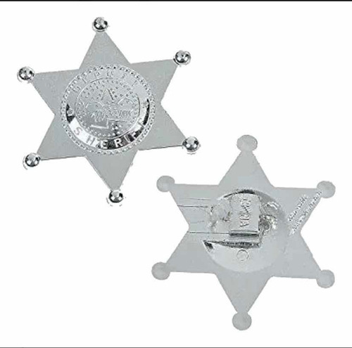 Placa Estrella Sheriff X 12 Unidades, Disfraz Insignia.