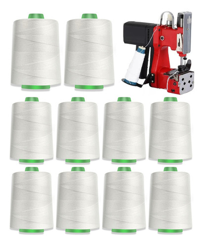 Pack 10 Hilos Poliester Cerrar Cosedora Sacos 600m/ Rollo