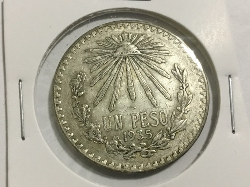 Moneda Un Peso Resplandor 1935 Plata Ley .720