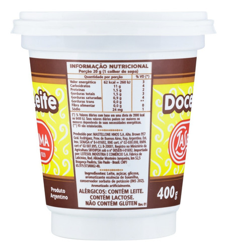 Doce De Leite Argentino La Sereníssima 400g (6 Potes)