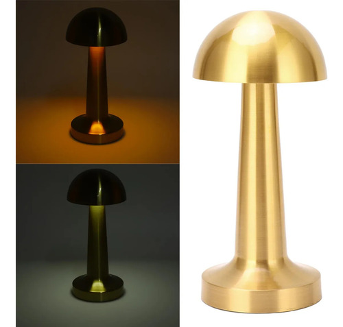 Mesa Inalámbrica De Metal Dorado En Forma De Hongo Recargabl