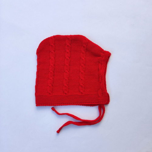 Gorrito Capota Tejidos Bebe 0m A 6m Rojo S Trenzas