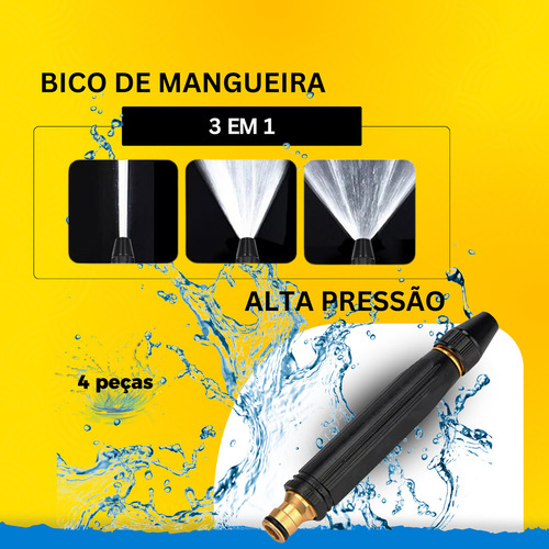 Bico De Mangueira 3 Função Alta Pressão Regador Jato Potente