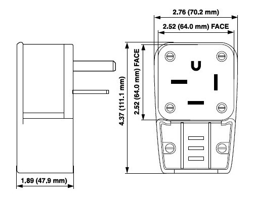 9452-p Leviton Clavija Angular 3p 4h 50a 125-250v Nema14-50p Color Blanco