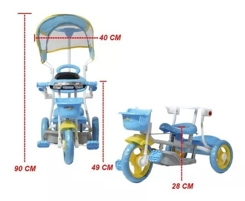 Triciclo Infantil Festa Azul Bebe Com Empurrador Motoca