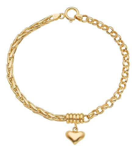 Pulseira Palmeira Portuguesa Ouro 18k 750 Coração