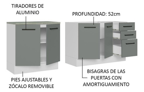 Cocina Integral Completa Modular Madesa Agata Con Pia 200cm