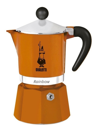 Cafetera Bialetti Rainbow 3 Cups manual naranja italiana