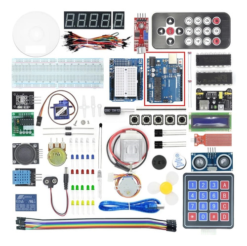 Kit Compatible Con Arduino Uno R3, Placa Prueba Cd Tutorial