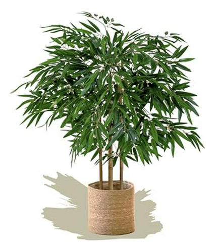 Árbol De Bambú Artificial  3.5ft, Tronco Natural Y Hojas Rea