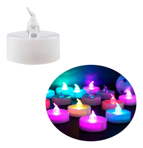 24 Velas Led Multicolor Rgb Souvenir Cotillón Colores Luces