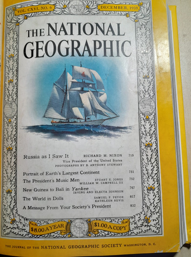 Revista National Geographic - 04 Revistas Encadernados - Anos 1959 E 1961 (Usado)