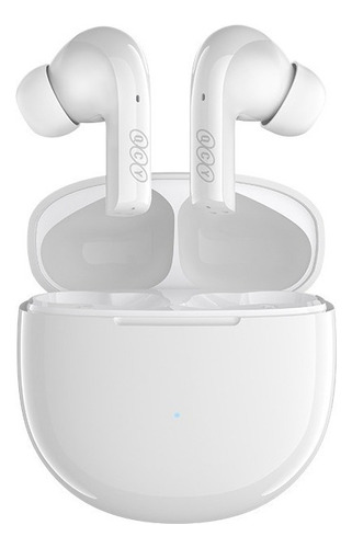 Fone de ouvido in-ear QCY TWS T18, com bluetooth, cor branco.