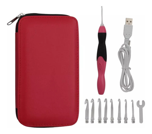 Ganchos Ganchillo Con Luz Led 9en1 Usb Tejido Artesanal Diy