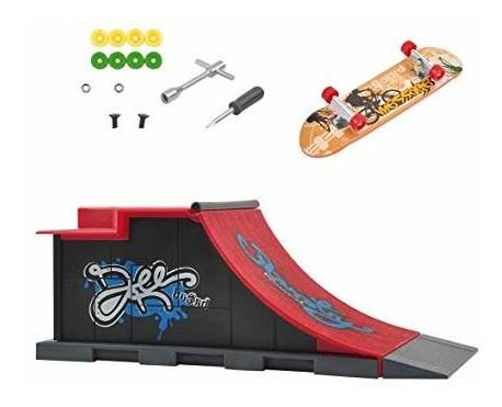 Momsiv Mini Toy Dedo Monopatín Skate Park Ramp Kit, Medio Tu