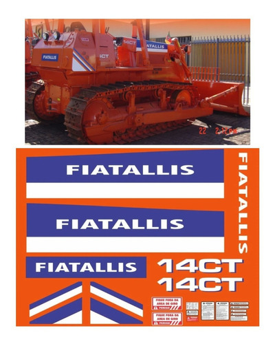 Adesivos Trator De Esteira Compatível Com Fiatallis 14ct Cor ADESIVO EMBLEMA GRÁFICO 14CT