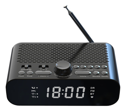 Radio Despertador Dab/fm Con Bluetooth, Pantalla Led Gigante