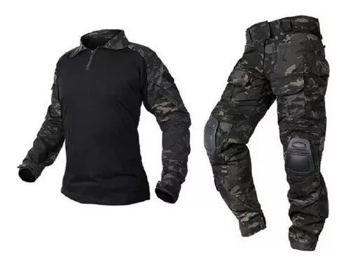 Tenida Airsoft Combat Shirt Con Protecciones Multicam Black