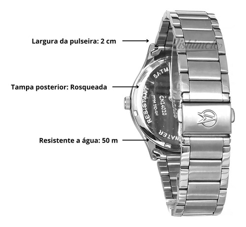 Relogio Champion Pulseira Aço Feminino Prova D'agua Original