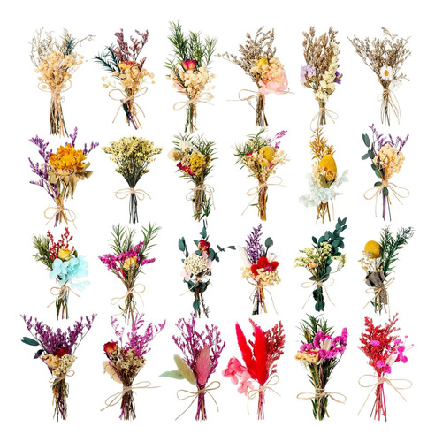 Tinideya 24 Piezas De Flores Secas, Mini Ramo De Flores Seca