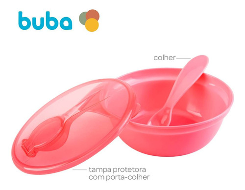 Kit Refeição Pote Bowl Com Colher E Tampa Buba Para Passeio