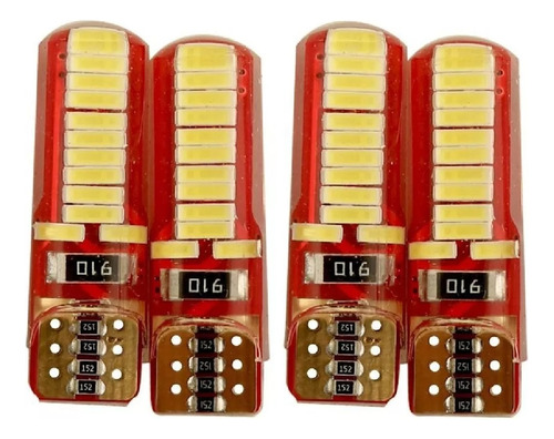 Pack X4 Ampolletas Led T10 Cola De Pez Chip Cob / 4w C/u