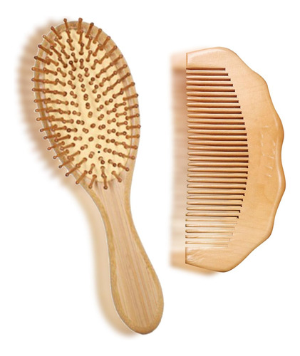Paquete De 2 Cepillos De Madera Para El Cabello