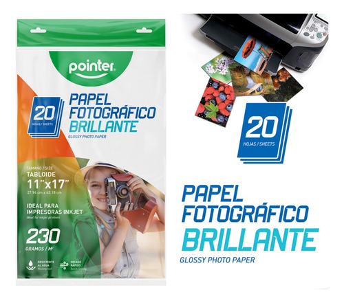 Papel Fotográfico Brillante 230 Gramos Tabloide 