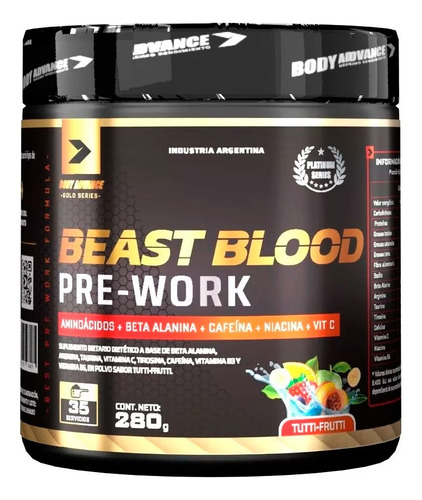 Beast Blood Pre Work 280g Body Advance Preentreno