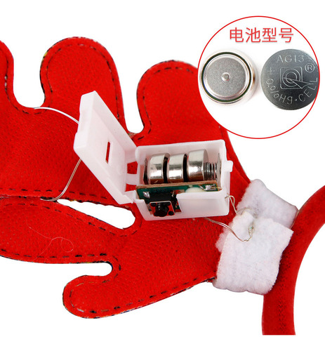 Qk 12pcs Navidad Diademas Con Luces Led Alce