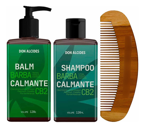 Kit Balm E Shampoo Para Barba Cb2 E Pente Curvo Don Alcides